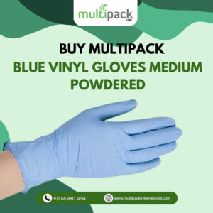 BLUE VINYL GLOVES LARGE POWDERED