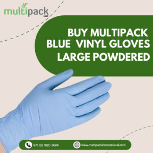 BLUE VINYL GLOVES MEDIUM POWDERED