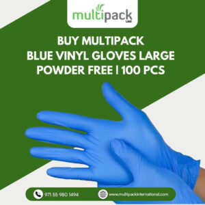 Blue Vinyl Gloves Large Powder Free100 Pcs