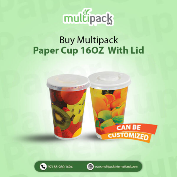 Disposable PAPER CUP 16OZ WITH LID