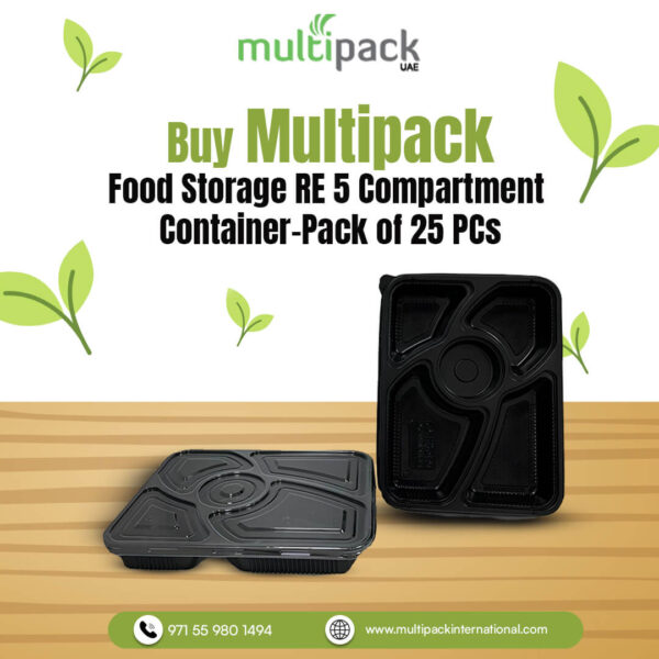 Multipack Food Storage RE 5 Compartment Container-Pack of 25 PCs