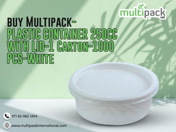 PLASTIC CONTAINER 250CC WITH LID-1 Carton-1000 PCS-White