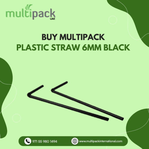 Buy Plastic Straw 6mm Black