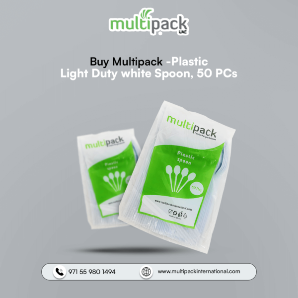 Buy Multipack-Plastic Light Duty white Spoon, 50 PCs