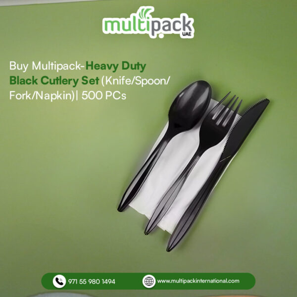 Multipack-Heavy Duty Black Cutlery Set