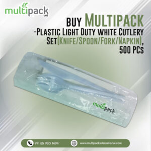 Multipack-Plastic Light Duty white Cutlery Set (Knife/Spoon/Fork/Napkin), 500 PCs