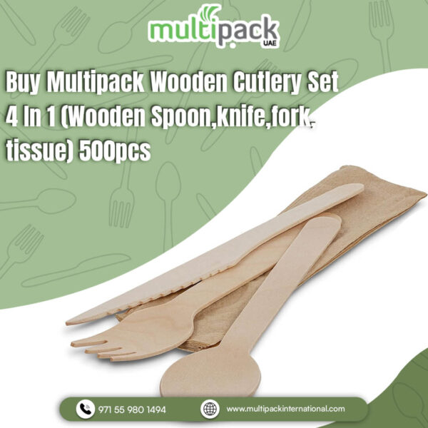 Multipack Wooden Cutlery Set 4 In 1