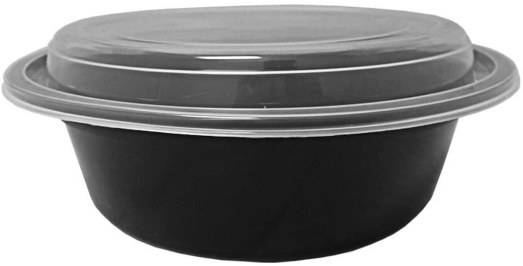 24oz Black Disposable Plastic Round Microwavable Food Container With L –  EcoQuality Store