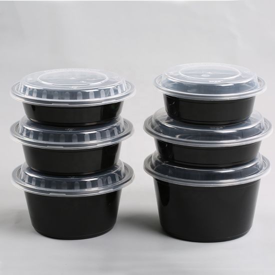 500ml 650ml 750ml 1000ml Black Microwaven Round Disposable Bento Takeaway  PP Plastic Food Container with Lid - China Plastic Food Container and  Disposable Food Container price